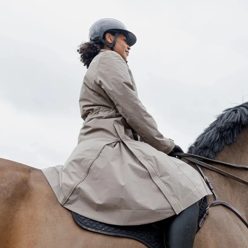 EQUIDRY Aura Womens Waterproof Long Riding Coat - Taupe-10