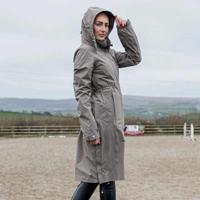 EQUIDRY Aura Womens Waterproof Long Riding Coat - Taupe-2