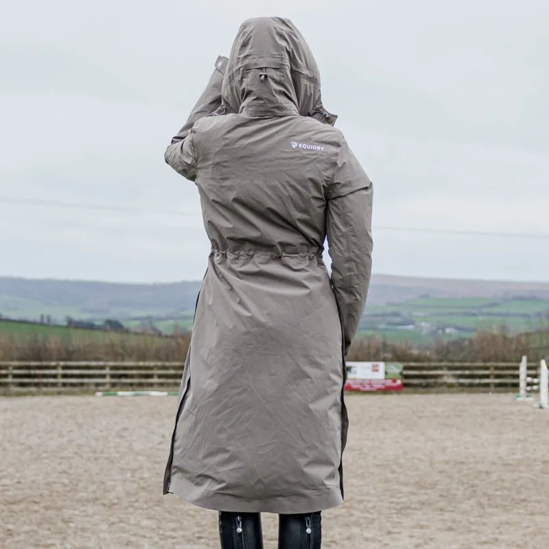 EQUIDRY Aura Womens Waterproof Long Riding Coat - Taupe-3