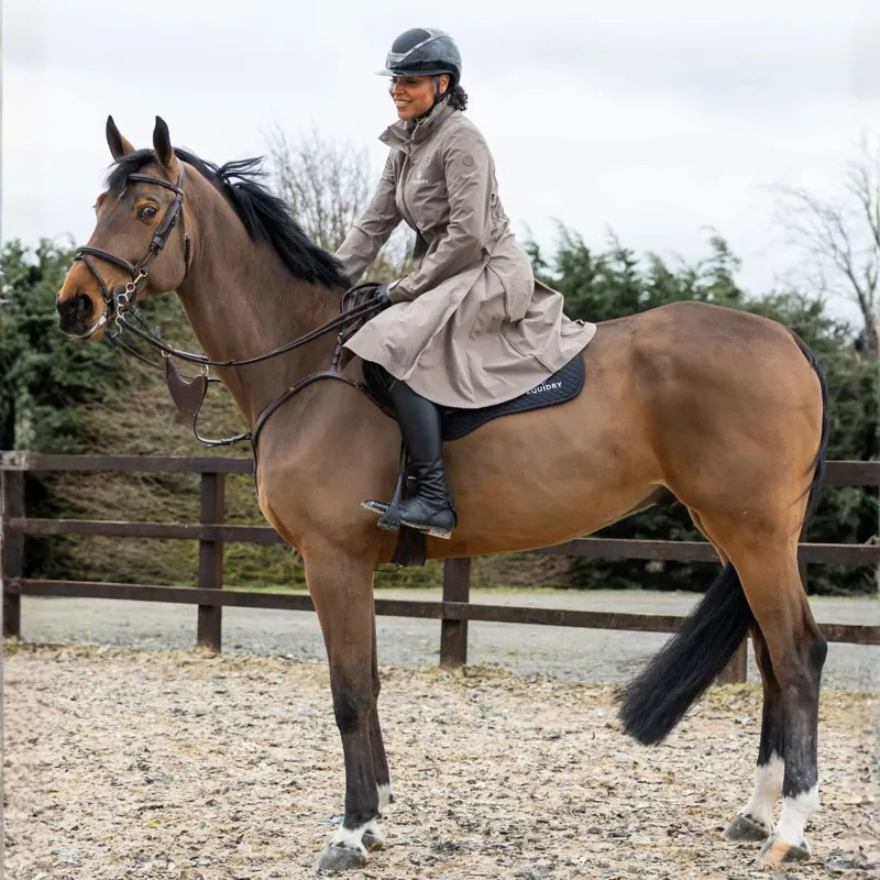 EQUIDRY Aura Womens Waterproof Long Riding Coat - Taupe-6
