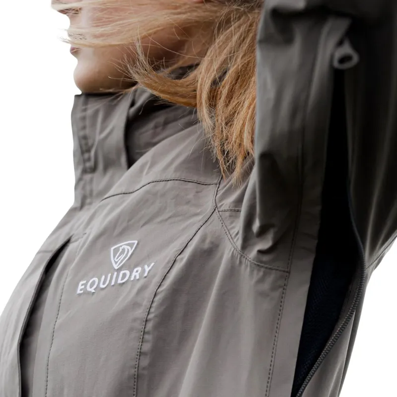 EQUIDRY Aura Womens Waterproof Long Riding Coat - Taupe-8