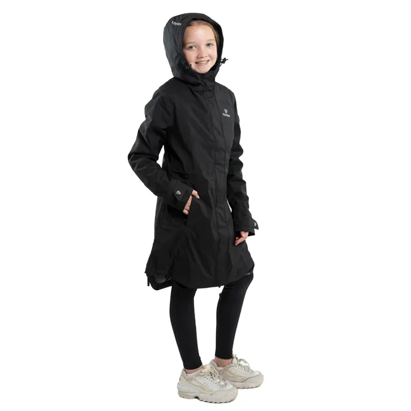 EQUIDRY Bronte Waterproof Junior Long Riding Coat - Black-4