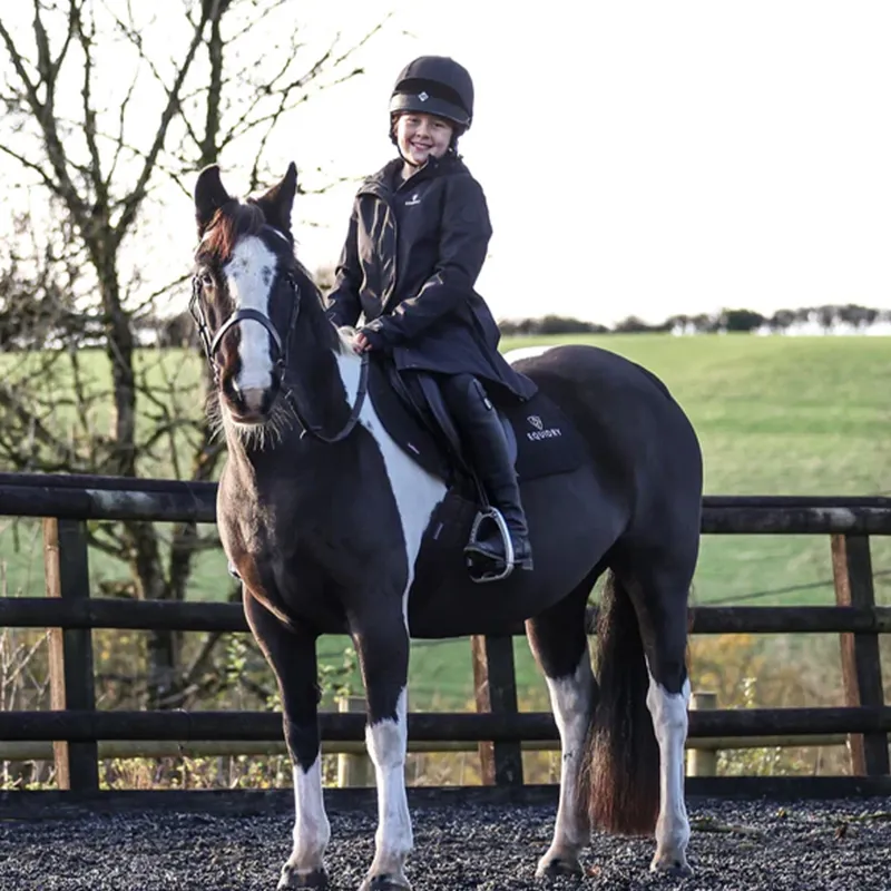 EQUIDRY Bronte Waterproof Junior Long Riding Coat - Black-5