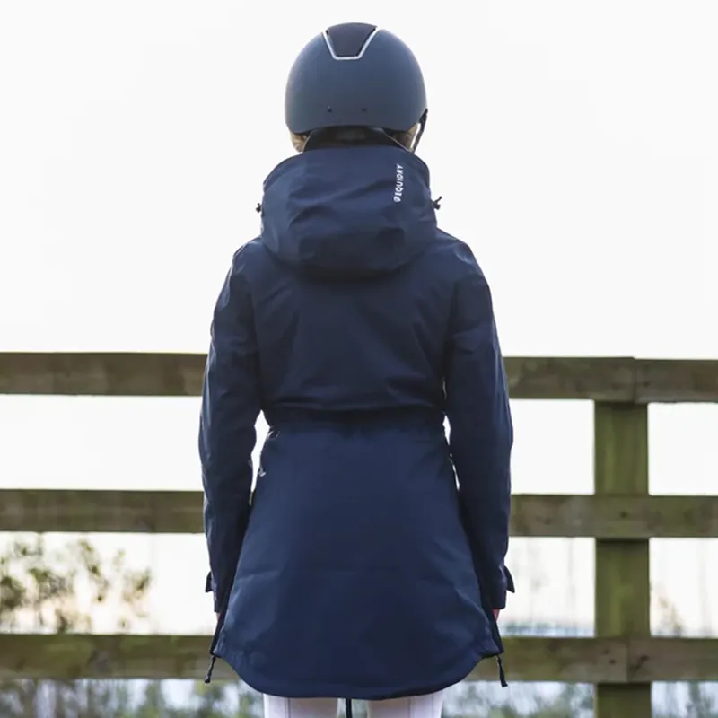 EQUIDRY Bronte Waterproof Junior Long Riding Coat - Navy-1
