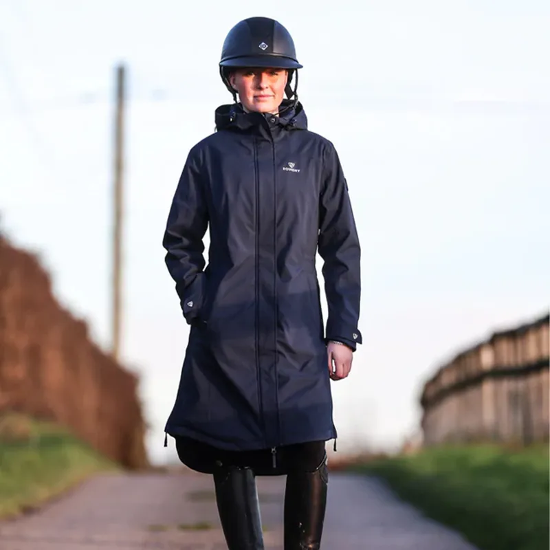 EQUIDRY Bronte Waterproof Junior Long Riding Coat - Navy-3