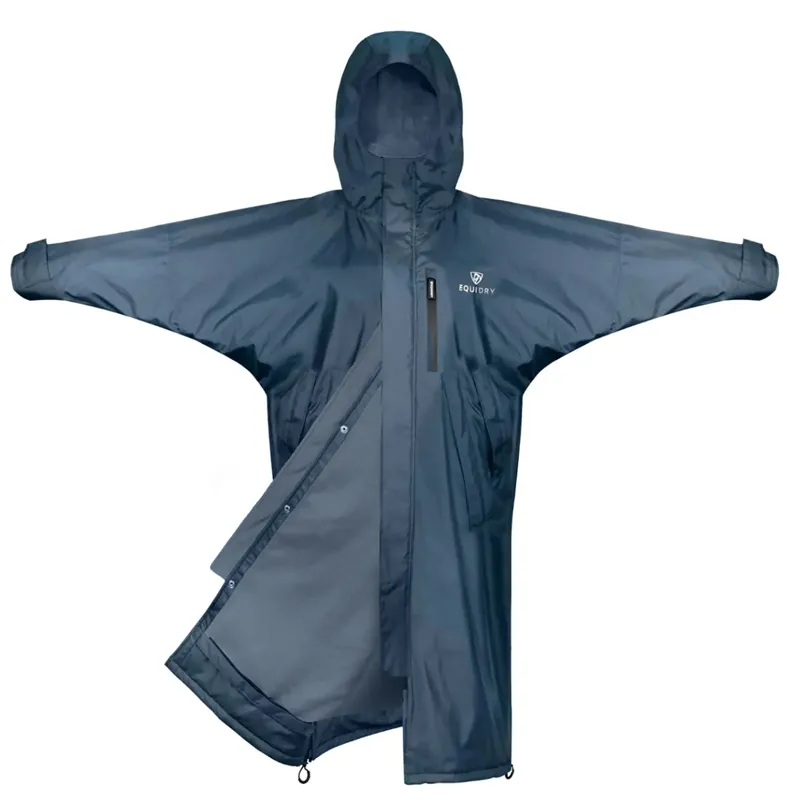 EQUIDRY Evolution Thin Fleece/Removable Hood Jacket - Steel Blue/Steel Blue-1