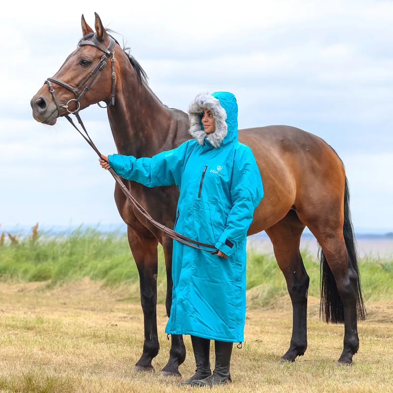 EQUIDRY Evolution Lux Adults Waterproof Jacket - Turquoise/Charcoal-2