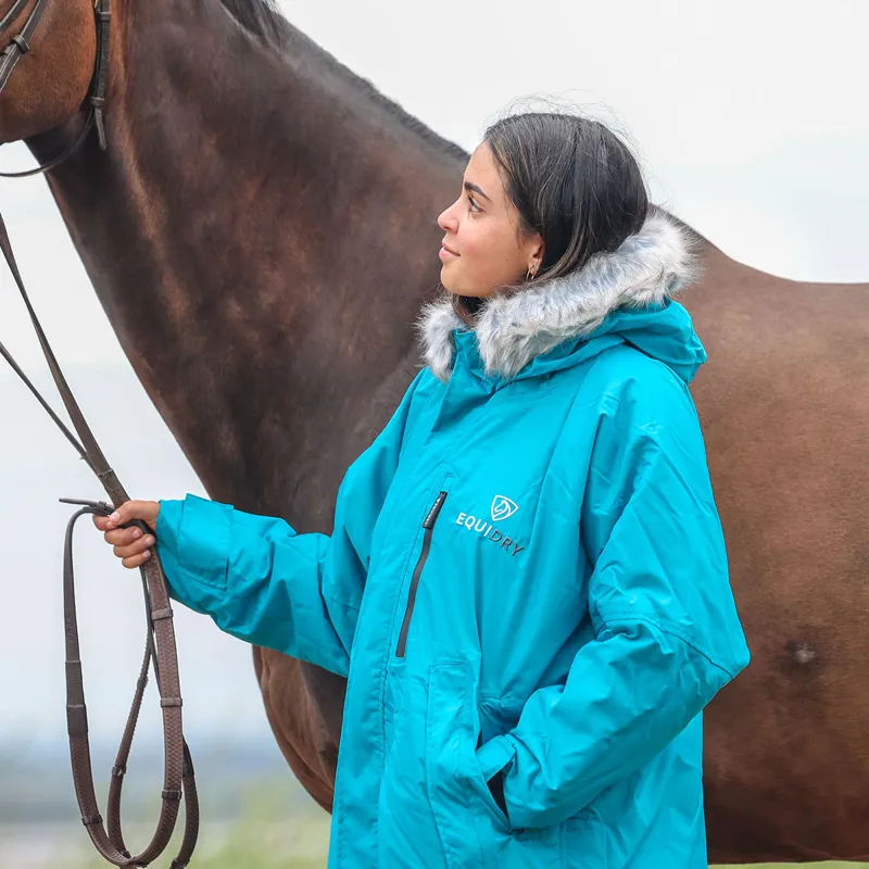 EQUIDRY Evolution Lux Adults Waterproof Jacket - Turquoise/Charcoal-5