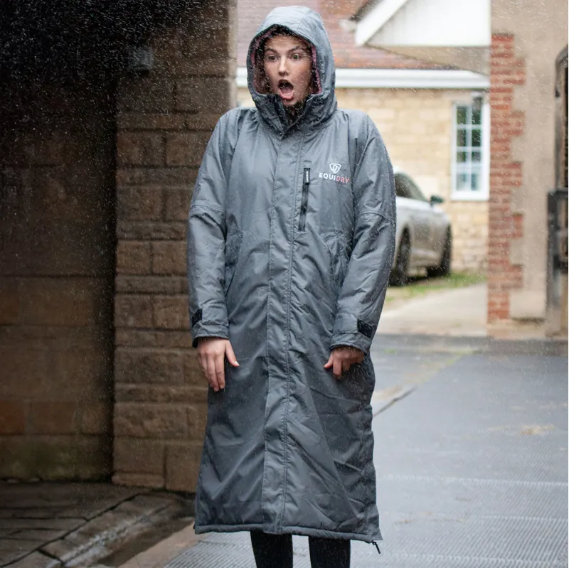 EQUIDRY Evolution Thick Fleece Lined Waterproof Jacket - Charcoal/Pink-1