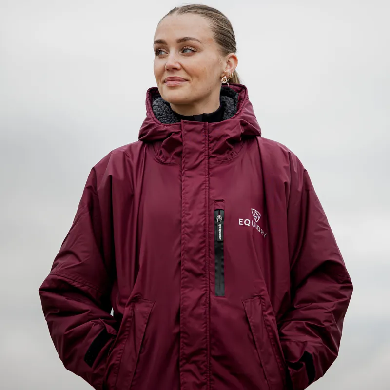 EQUIDRY Evolution Thick Fleece Lined Waterproof Jacket - Plum/Grey-3