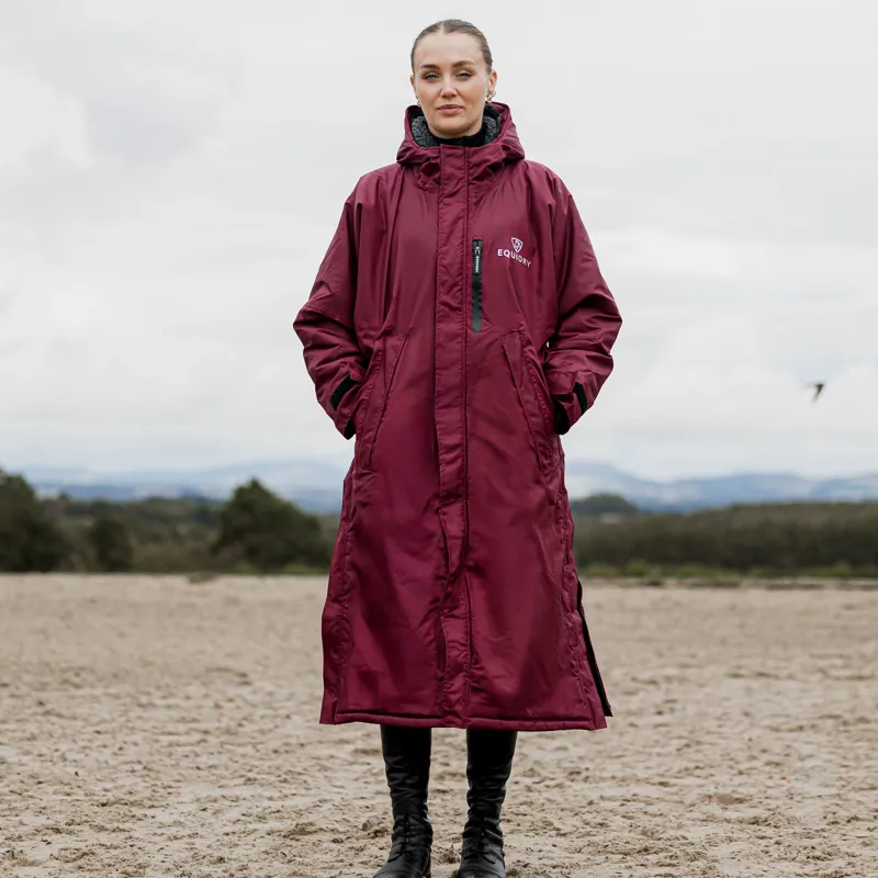 EQUIDRY Evolution Thick Fleece Lined Waterproof Jacket - Plum/Grey-1