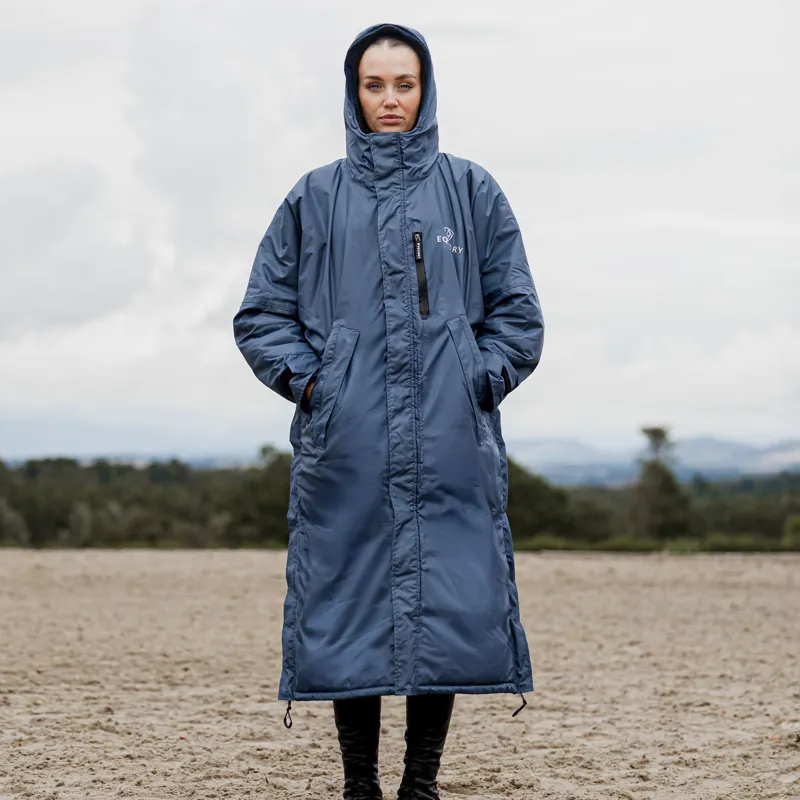 EQUIDRY Evolution Thick Fleece Lined Waterproof Jacket - Steel Blue/Grey-3