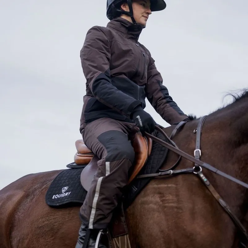 EQUIDRY Freya Waterproof Riding Trousers - Brown/Black-2
