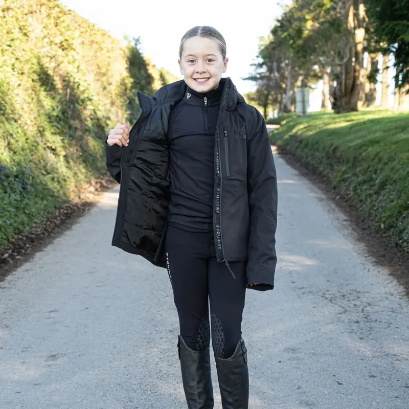 EQUIDRY Iris Junior Girls Warm Waterproof Riding Jacket - Black-4