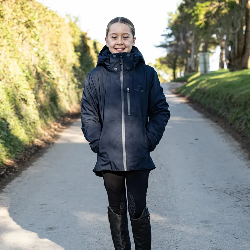 EQUIDRY Iris Junior Girls Warm Waterproof Riding Jacket - Navy-1