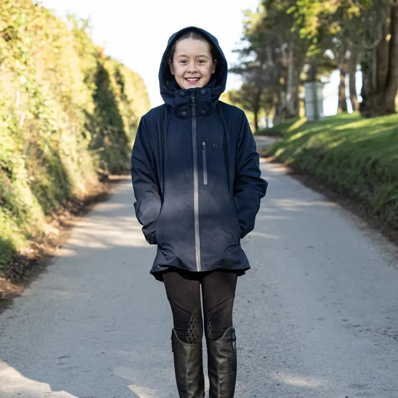 EQUIDRY Iris Junior Girls Warm Waterproof Riding Jacket - Navy-2