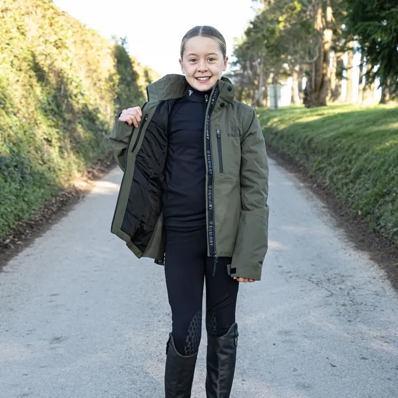 EQUIDRY Iris Junior Girls Warm Waterproof Riding Jacket - Green-3