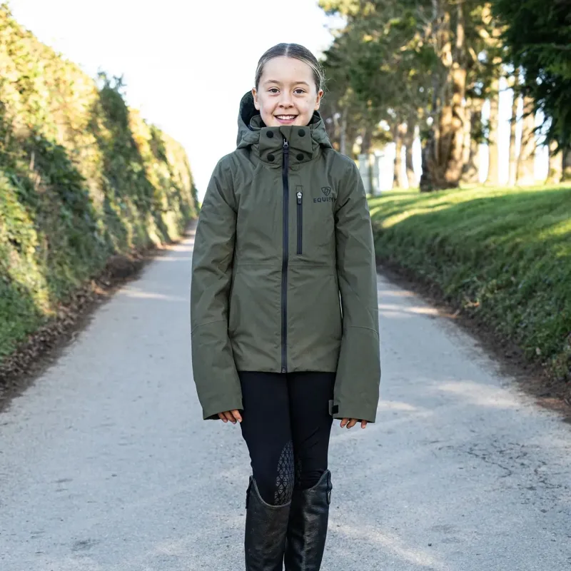 EQUIDRY Iris Junior Girls Warm Waterproof Riding Jacket - Green-5