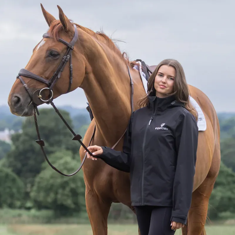 EQUIDRY Nimbus Pack Away Womens Waterproof Jacket - Black