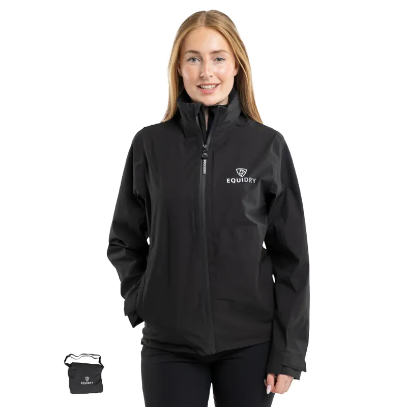 EQUIDRY Nimbus Pack Away Womens Waterproof Jacket - Black-4