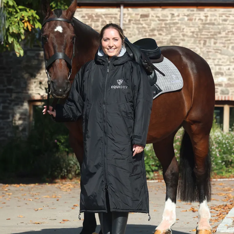 EQUIDRY Original Thick Fleece Lined Waterproof Jacket - Black/Grey-1