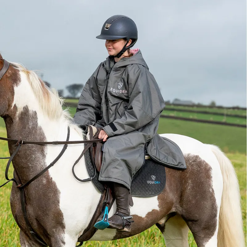 EQUIDRY Original Thick Fleece Lined Junior Jacket - Charcoal/Pink-1