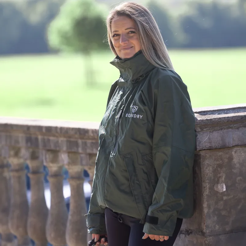 EQUIDRY Shortie Thin Fleece Lined Waterproof Jacket - Forest Green-1