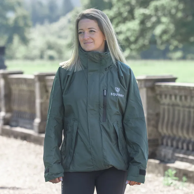 EQUIDRY Shortie Thin Fleece Lined Waterproof Jacket - Forest Green-2