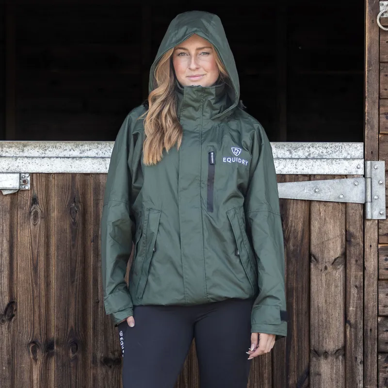 EQUIDRY Shortie Thin Fleece Lined Waterproof Jacket - Forest Green-3