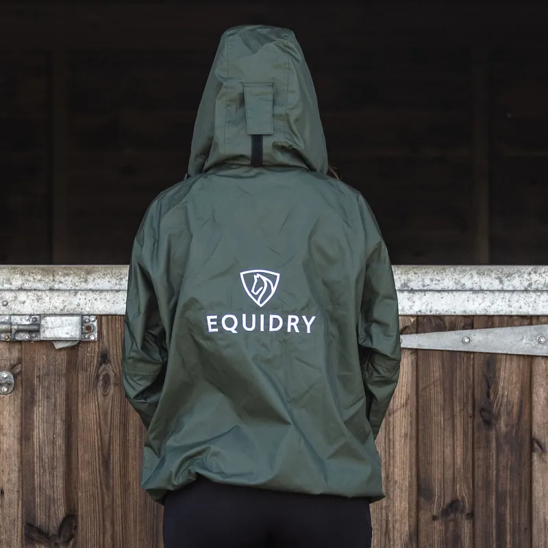 EQUIDRY Shortie Thin Fleece Lined Waterproof Jacket - Forest Green-5