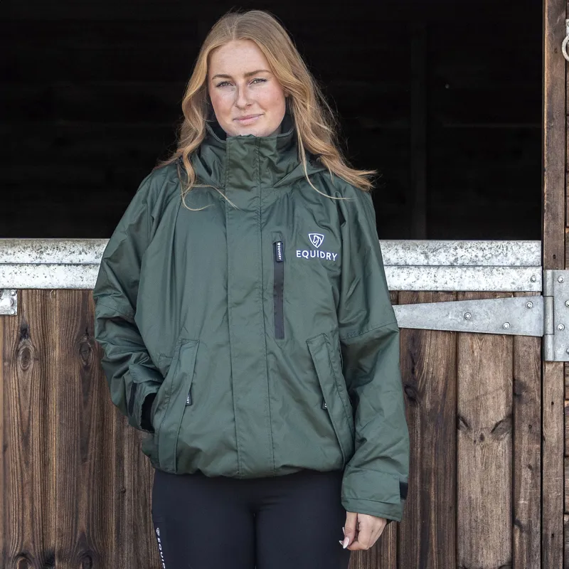 EQUIDRY Shortie Thin Fleece Lined Waterproof Jacket - Forest Green-6