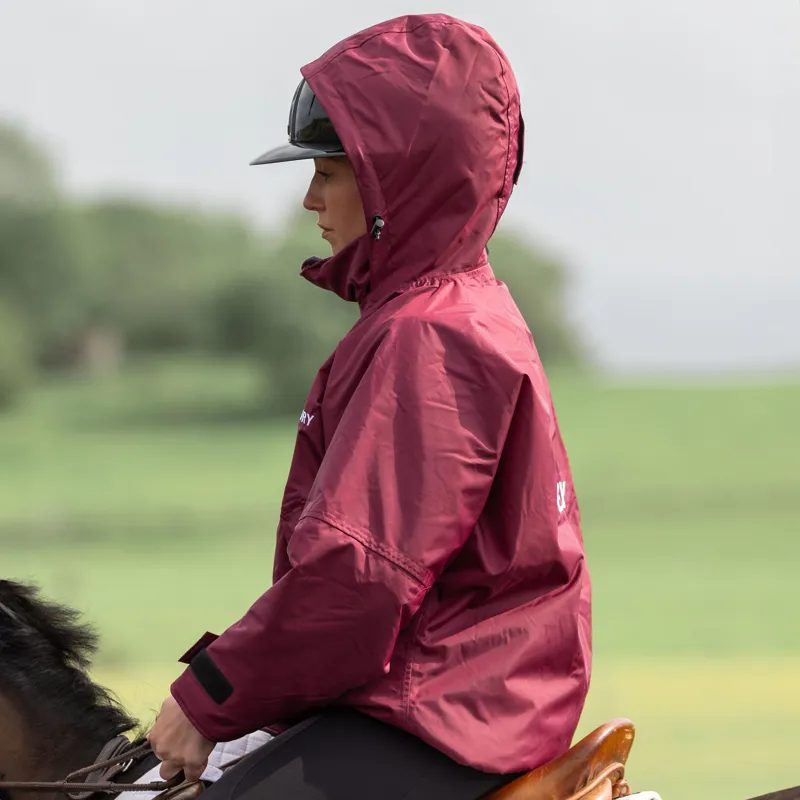 EQUIDRY Shortie Thin Fleece Lined Waterproof Jacket - Plum/Plum-4