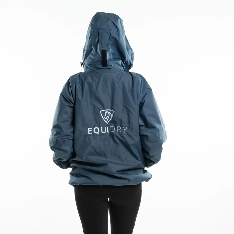 EQUIDRY Shortie Thin Fleece Lined Waterproof Jacket - Steel Blue/Grey-8