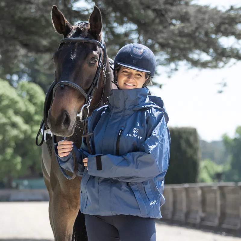 EQUIDRY Shortie Thin Fleece Lined Waterproof Jacket - Steel Blue/Grey-5