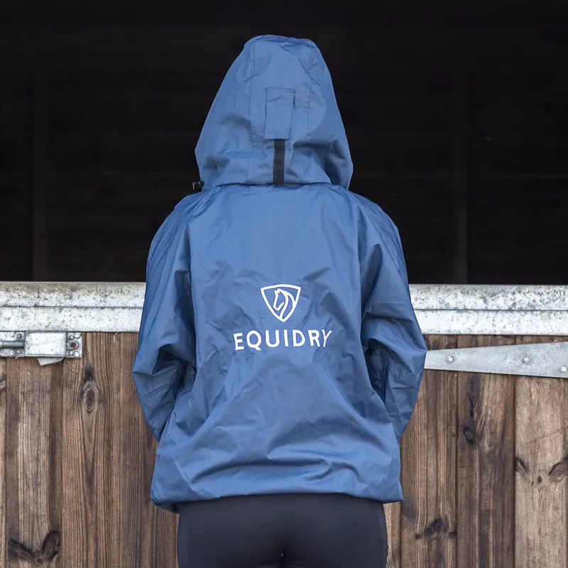 EQUIDRY Shortie Thin Fleece Lined Waterproof Jacket - Steel Blue/Grey-4