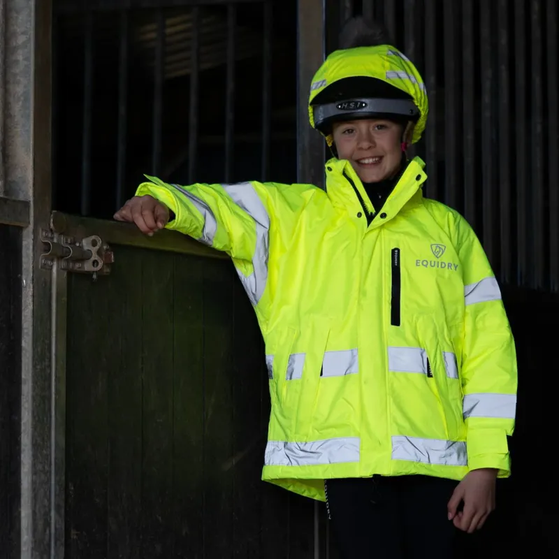 EQUIDRY Shortie Mesh Junior Waterproof Jacket - Hi-Viz Yellow