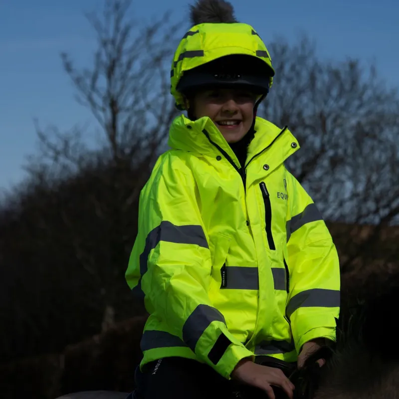 EQUIDRY Shortie Mesh Junior Waterproof Jacket - Hi-Viz Yellow-3