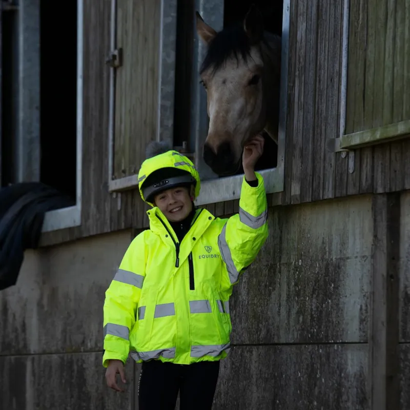 EQUIDRY Shortie Mesh Junior Waterproof Jacket - Hi-Viz Yellow-4