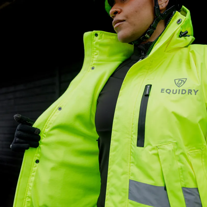 EQUIDRY Shortie Thin Fleece Lined Waterproof Jacket - Hi-Viz Yellow-10