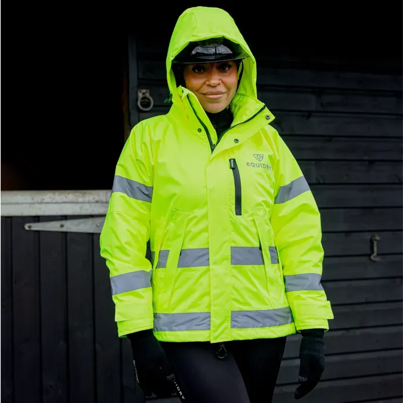 EQUIDRY Shortie Thin Fleece Lined Waterproof Jacket - Hi-Viz Yellow