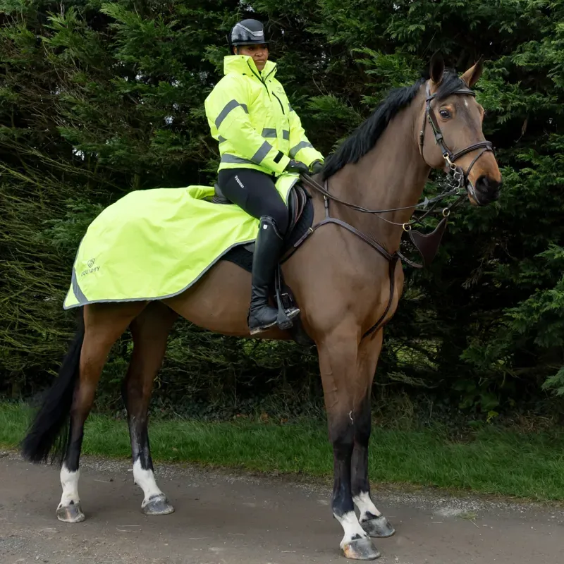 EQUIDRY Shortie Thin Fleece Lined Waterproof Jacket - Hi-Viz Yellow-1