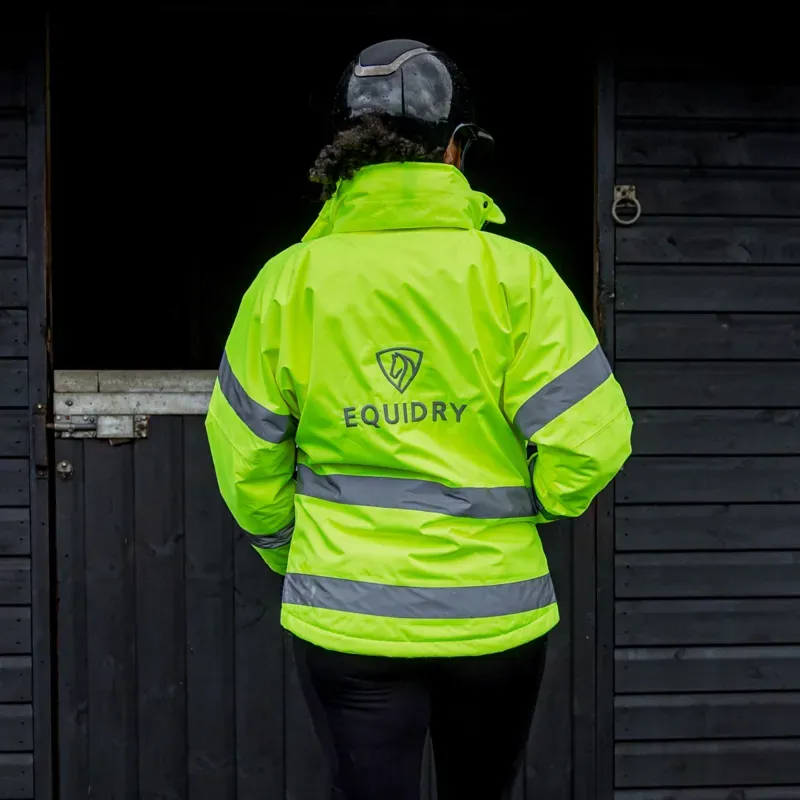 EQUIDRY Shortie Thin Fleece Lined Waterproof Jacket - Hi-Viz Yellow-2