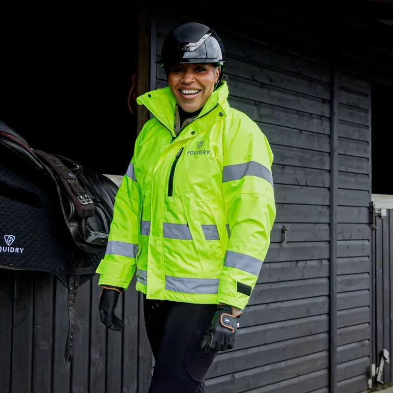 EQUIDRY Shortie Thin Fleece Lined Waterproof Jacket - Hi-Viz Yellow-3