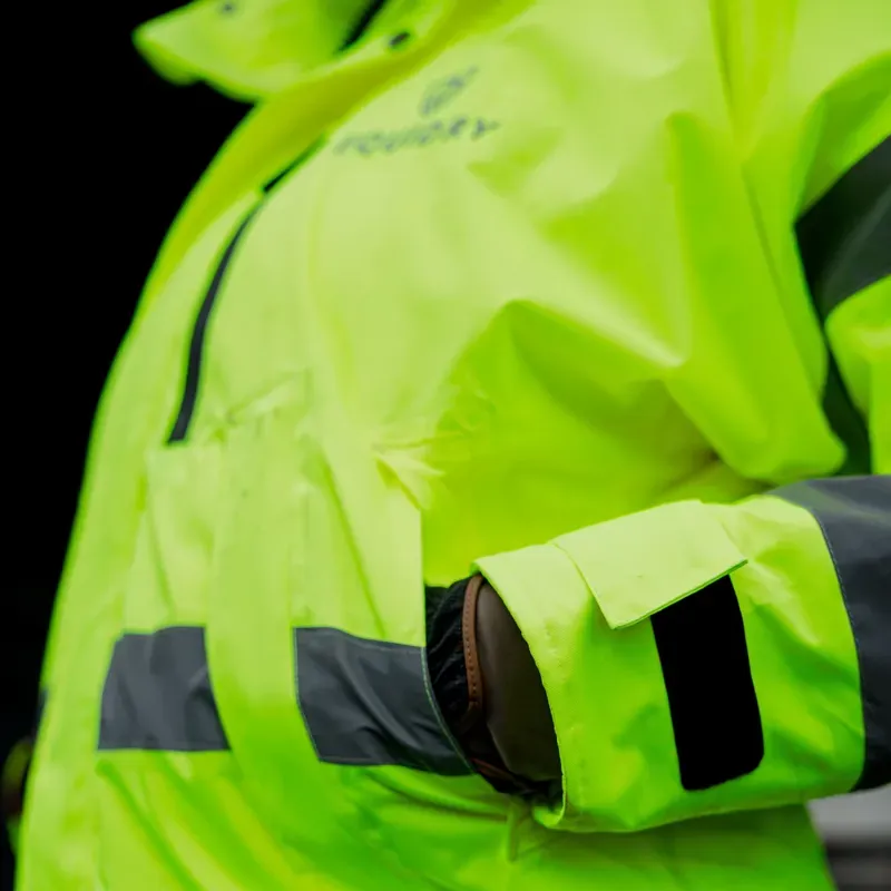 EQUIDRY Shortie Thin Fleece Lined Waterproof Jacket - Hi-Viz Yellow-4