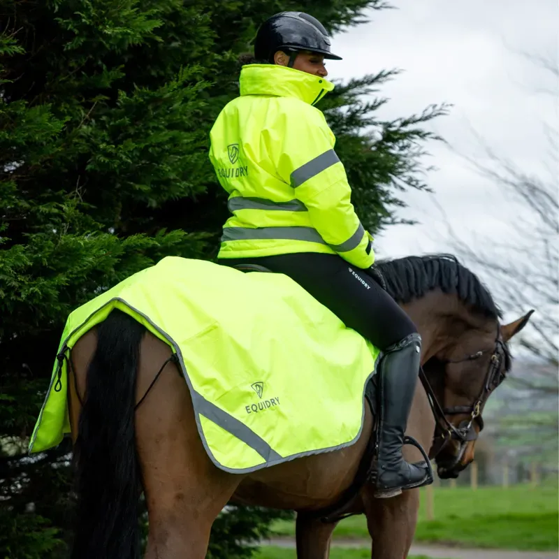 EQUIDRY Shortie Thin Fleece Lined Waterproof Jacket - Hi-Viz Yellow-5