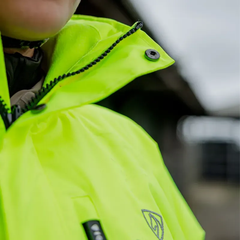 EQUIDRY Shortie Thin Fleece Lined Waterproof Jacket - Hi-Viz Yellow-6