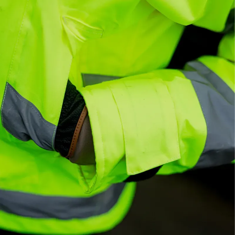 EQUIDRY Shortie Thin Fleece Lined Waterproof Jacket - Hi-Viz Yellow-7