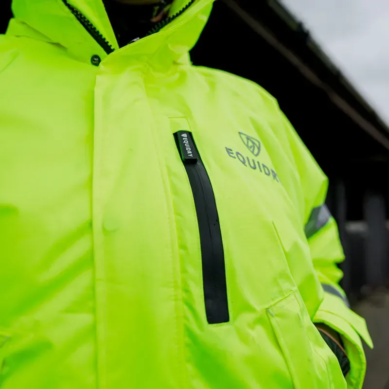 EQUIDRY Shortie Thin Fleece Lined Waterproof Jacket - Hi-Viz Yellow-9