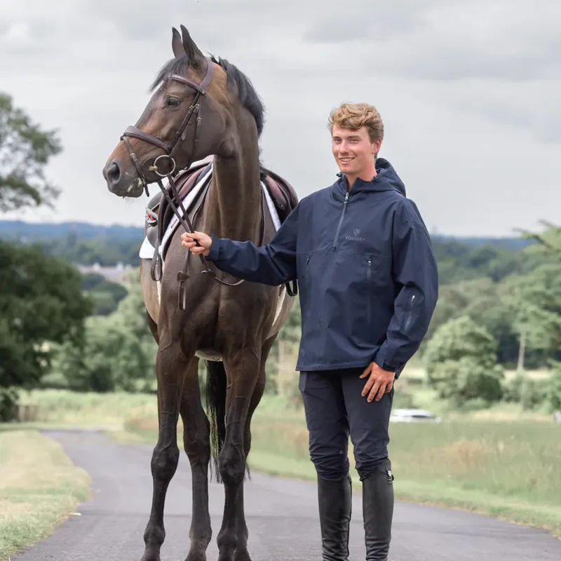 EQUIDRY Storm Smock Waterproof Quarter Zip Adults Jacket - Navy-1
