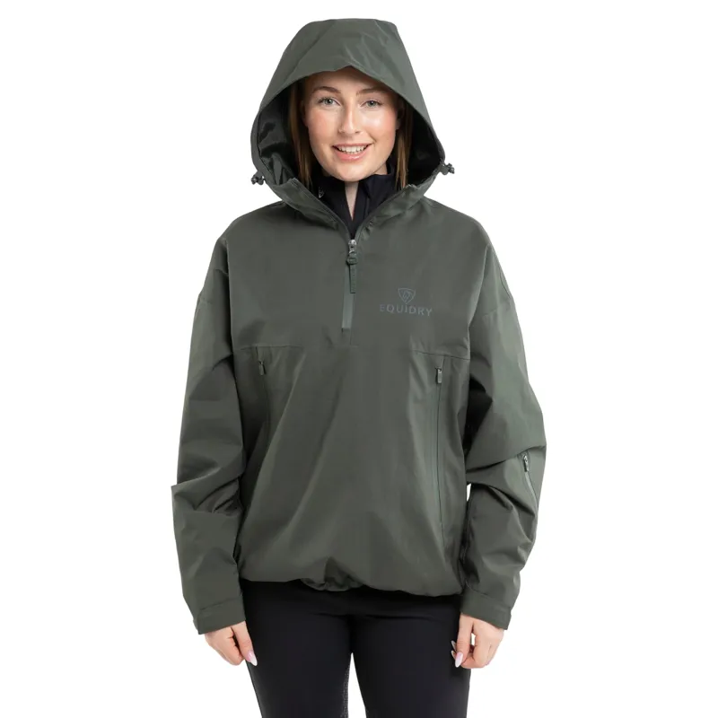 EQUIDRY Storm Smock Waterproof Quarter Zip Adults Jacket - Black Forest-4